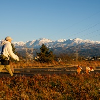 夕日と北アルプス