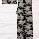 アンティーク小紋　黒白の西洋更紗柄〜上質でモダンな博多織りの半幅帯〜