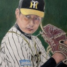 色鉛筆作品「阪神タイガース 岩崎投手」