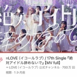 『[イコラブ] 絶対アイドル辞めないで MV、700万再生達成！！』の画像