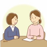 『【クリップアート】大人の人に相談する女子学生のイラスト2』の画像