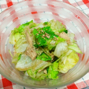 レタスと鶏ムネ肉の辛子和え