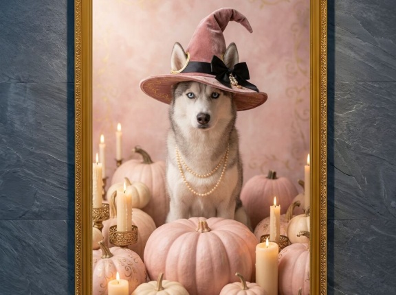 シベリアンハスキーのハロウィン額装プリントができました！
