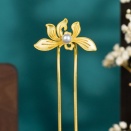 成人式髪飾りおすすめ！ U 字かんざし ゴールド蘭花  花魁簪