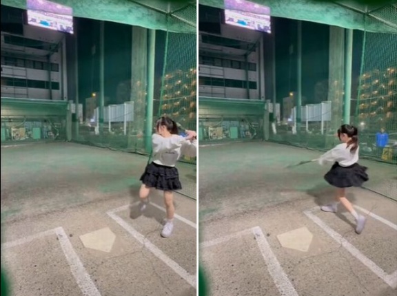 日本のアイドルのバッティング動画、海外の野球ファンの間でも話題に