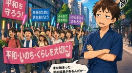 【政治】共産党信者が描いた『平和デモを嘲笑した人間が徴兵される』漫画にツッコミ殺到…ネット「これ戦争反対、が空念仏であることを認識していない痛い例」