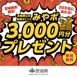 『宮城県公式地域ポイント「みやポ　3,000円分プレゼント」❕』の画像