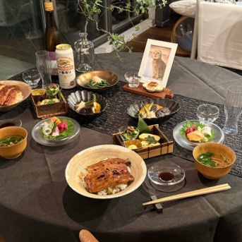 ひなちゃんと、うなぎの宴の夜ごはん