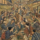 市場で値切る人々