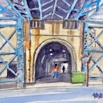 水彩画のこぶとりじいさん