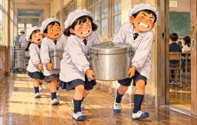 【悲報】昭和生まれさん、クソ重い給食の食缶を自分たちで教室まで運ばされていたｗｗｗ