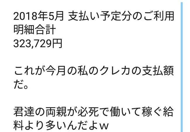 勝ち組「親のクレカで月32万課金したｗどうだ凄いだろ？ｗ」