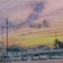 街角の夕焼け（春）
