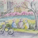 大川のお花見　桜の宮・大阪