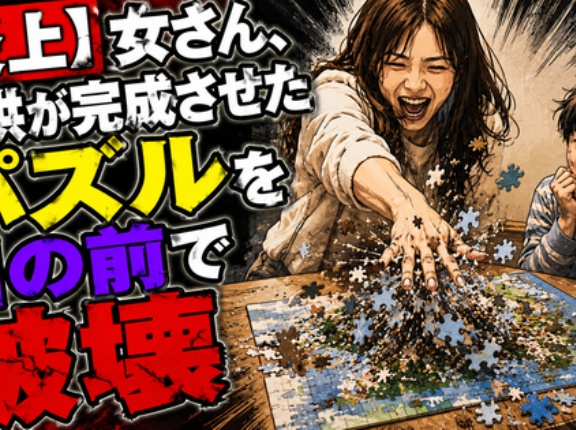 【炎上】女さん、子供が完成させたパズルを目の前で破壊　→ネット民ブチギレ