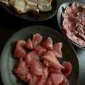 築地で買った本鮪の脳天と生タコ炙りが美味しかった♪