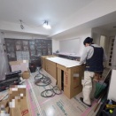 キッチンリフォーム③工事の様子：キッチン・パネル施工