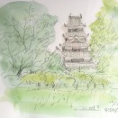 松本城　(市役所前から）