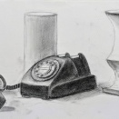 春のアトリエ　電話機デッサン