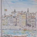 ポルトのドウロ川に浮かぶワイン船