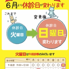 【重要】休診日変更のお知らせ【重要】