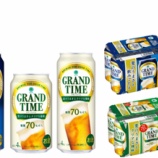 『「ファミマル」から新ジャンルビール「グランドタイム」「グランドタイム　糖質70%オフ」』の画像