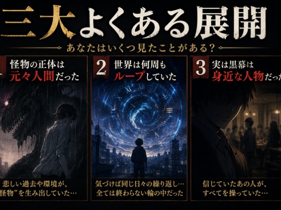 三大名作に多い激アツ展開 「怪物は元人間」「世界は繰り返していた」あと1つは？
