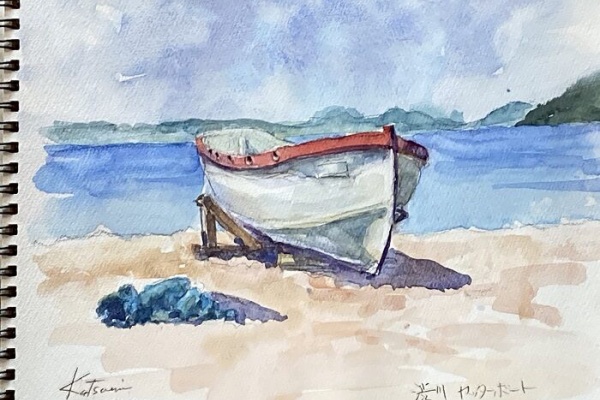 絵画　港　船　海 水彩画 船の風景 2014年作 Amazon.co.jp: 水彩画 長崎港の絵 作業