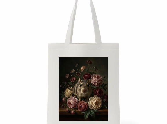 デグーの花の油絵風アートトートバッグができました！