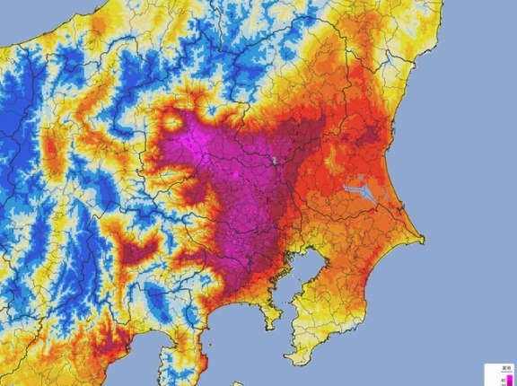 【画像】関東の40度超えエリア、いくらなんでも広すぎるｗｗｗ