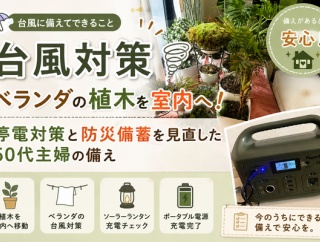 【台風対策】ベランダの植木を室内へ！停電対策と防災備蓄を見直した50代主婦の備え