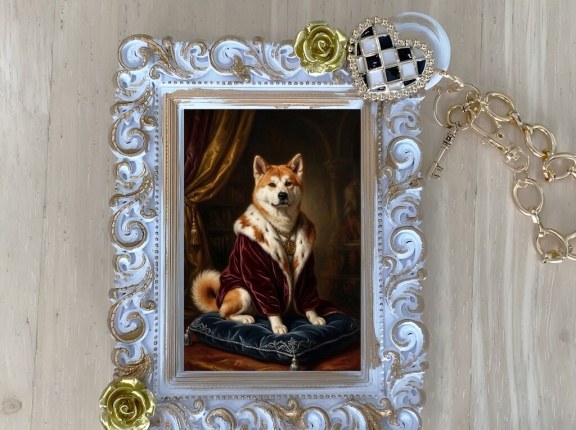 秋田犬のルネサンス肖像画バッグチャームができました！