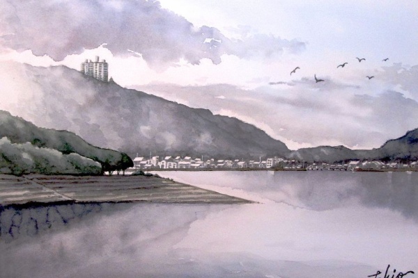 シニアから始めた透明水彩画 - 風景[ 海岸・港・湖 ]
