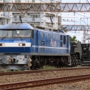 常磐線（シキ850・E657系青・E657系橙・鉄道クレーン車・マルタイ08-475）＋流鉄流山線（なの花号）、庚申塔 - 令和７年９月