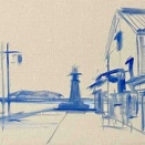 鞆の浦風景　新たに描き始めました