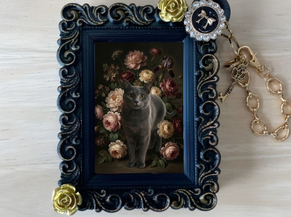 シャルトリューの花の油絵風アートバッグチャームができました！