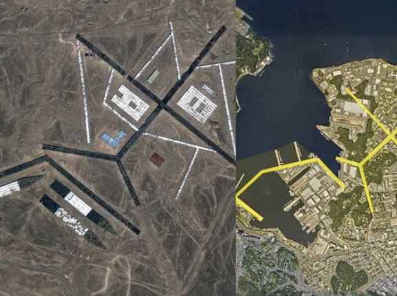 中国が砂漠に横須賀基地の模型を建設、衛星画像で確認！