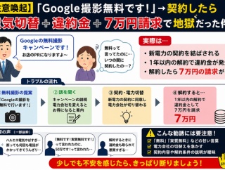 【注意喚起】“無料Google撮影”営業からの高額請求トラブル報告が続出、新電力営業の手口が闇深い件😨