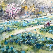 ネモフィラの青い絨毯（鶴見緑地風車の丘）