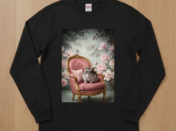 サファイアハムスターのルネサンス肖像画長袖Tシャツができました！