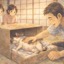 猫「撫でろ！休むな！」　次の日、無事に子猫は産まれ、父は