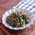 レンジで★にんにくの芽と牛肉の焼肉のタレ和え【レシピ2512】#お弁当おかず #お弁当 #にんにくの芽 #牛肉 #焼肉のタレ #レンジ調理