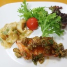 サーモンの田楽フキ味噌バターソテー