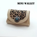 新作です。本革レザーミニウォレットコンパクト財布レオパードヒョウ柄かわいいレザークラフト