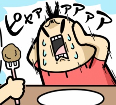 ワッパ、食卓で暴れる