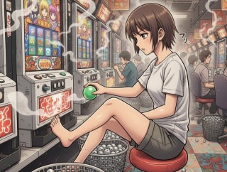 【悲報】女性パチスロ演者さん、足でスロットを打ってしまう…