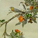 塚下秀峰 掛軸 kj－205 ザクロの花・錦帯鳥