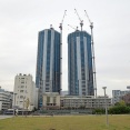 地上53階ツインタワマン「ザ 豊海タワー マリン＆スカイ」の建設状況！WESTは塔屋到達・EASTはもうすぐ最上階（2025.10.12）