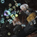 【FF14】夜空に映えるシャボン玉で二人でまったりヾ(〃^∇^)ﾉ　友好部族モーグリ族デイリー後にドラヴァニア雲海の白亜の宮殿近くで【FFXIV】