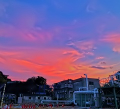 名田雨水ポンプ場 の 夕景